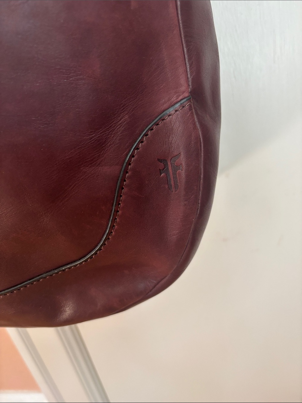 Frye Deep Wine Leather Hobo with Brass Rings - Picture 2 of 6